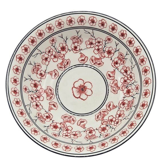 Emika Floral 8.25in Asian Ceramic Ramen Noodle Bowl Set Of 2pc White Dusty Rose - Picture 7 of 13